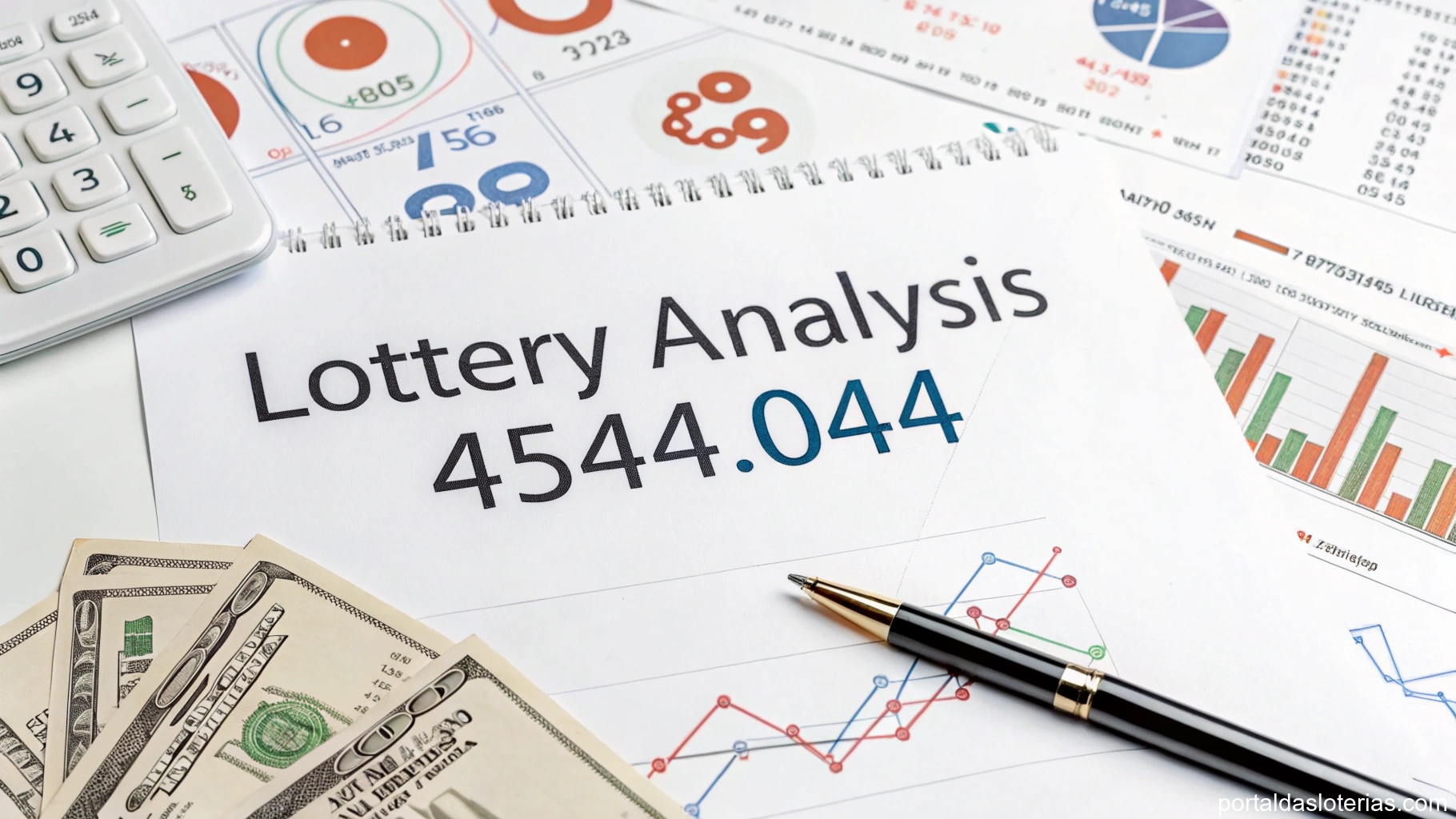 Imagem representando uma análise matemática e estatística das apostas da Quina com foco em probabilidades e dinheiro.