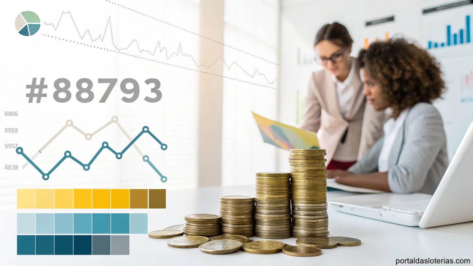 Imagem de análise matemática com gráficos e moedas para a loteria Supersete