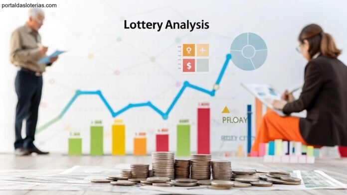 imagem de análise estatística da Lotomania com gráficos e moedas