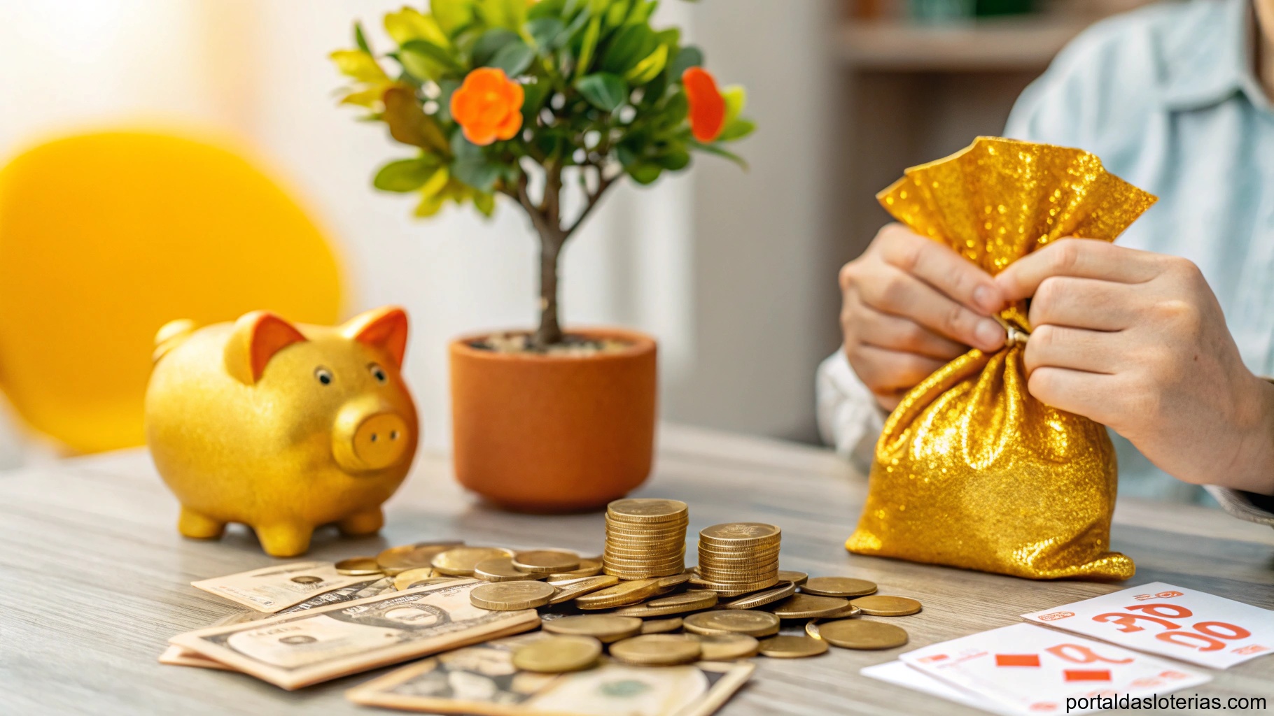 Imagem de sorte e dinheiro relacionada à loteria