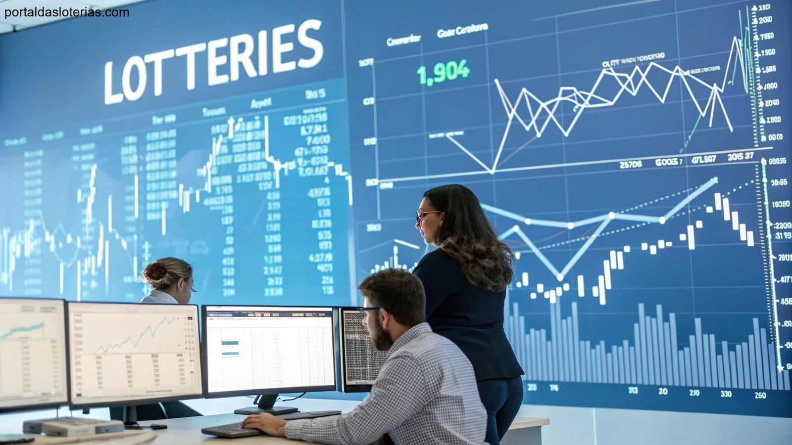 Imagem de análise matemática com gráficos e dados sobre loterias.