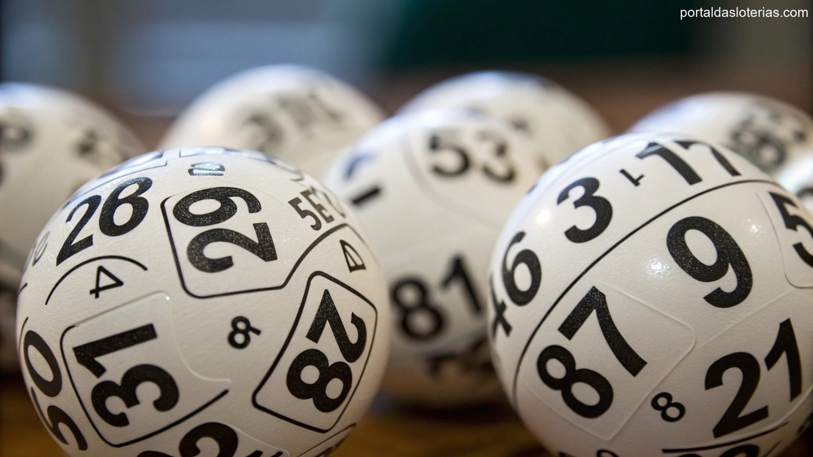 Illustration of lottery balls with least frequent numbers.