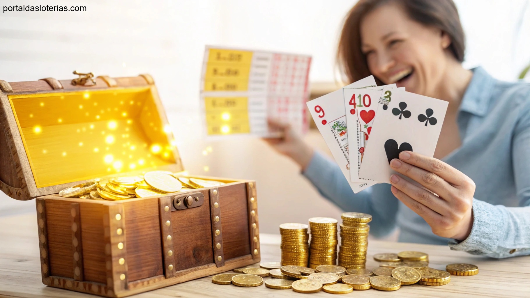 Imagem de símbolos de sorte e riqueza com foco em loteria