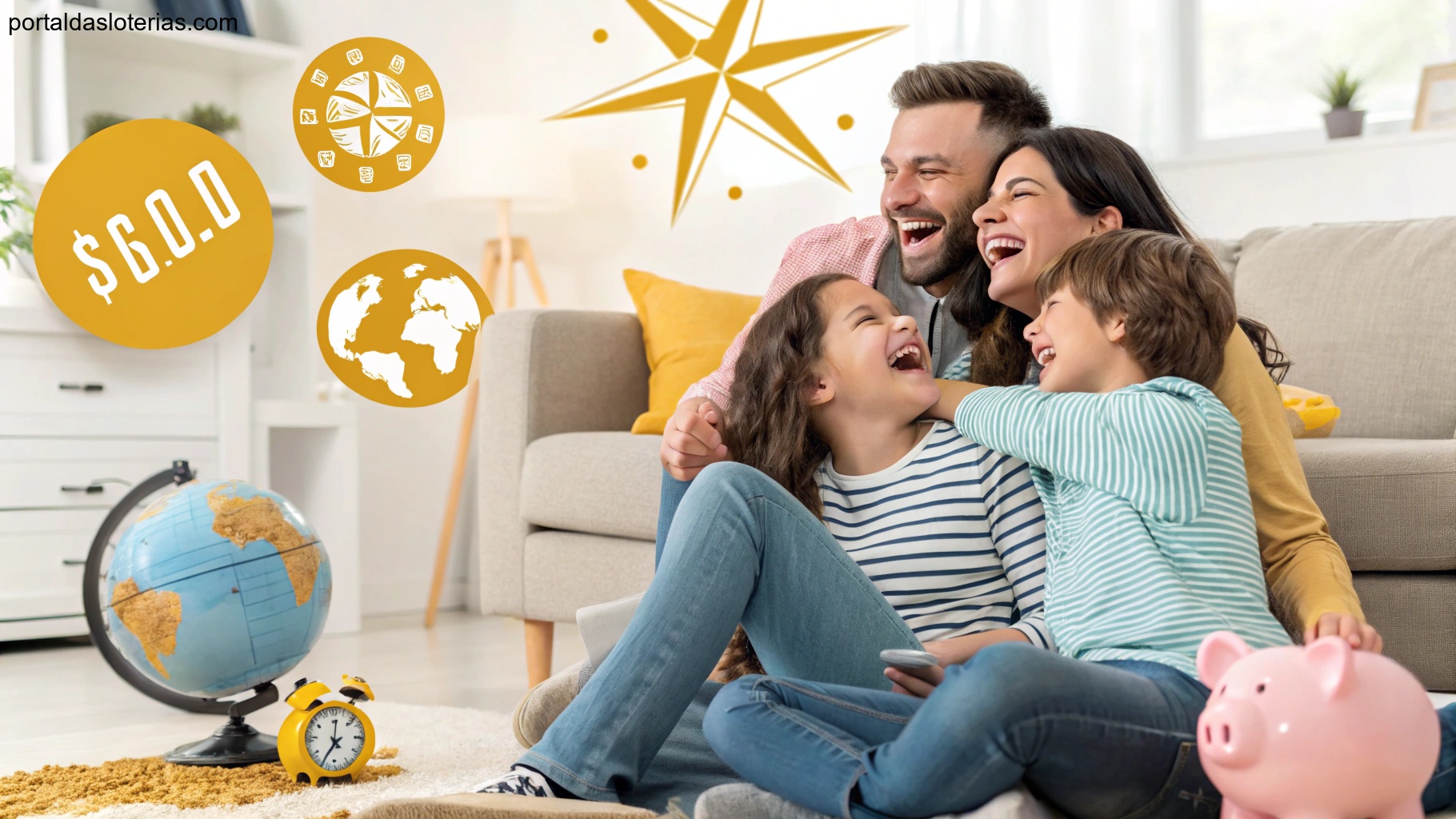 imagem de pessoas celebrando sorte e fortuna em casa, associada à Quina